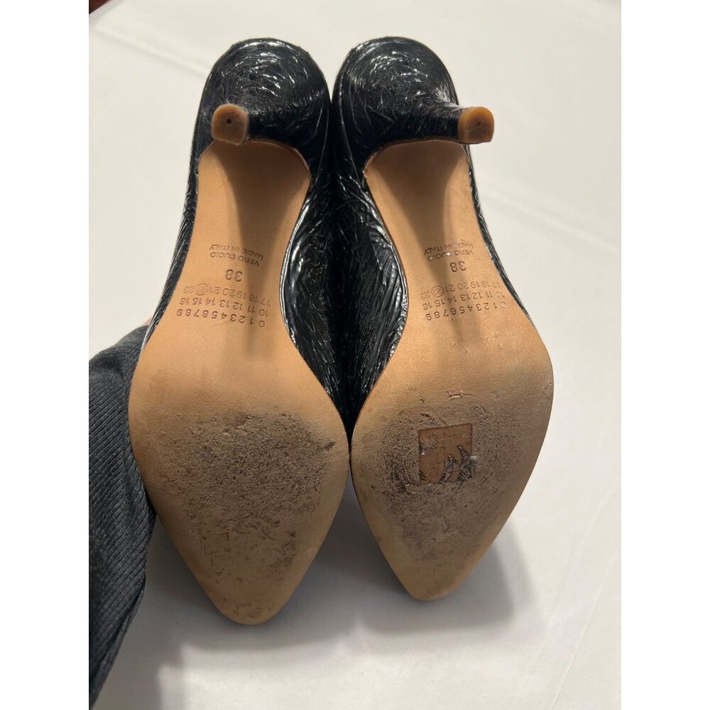 Maison Margiela Crinkle Black Patent Leather Heels Size 38 - Picture 5 of 12